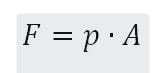 force from pressure equation: force equals pressure multiplied by area